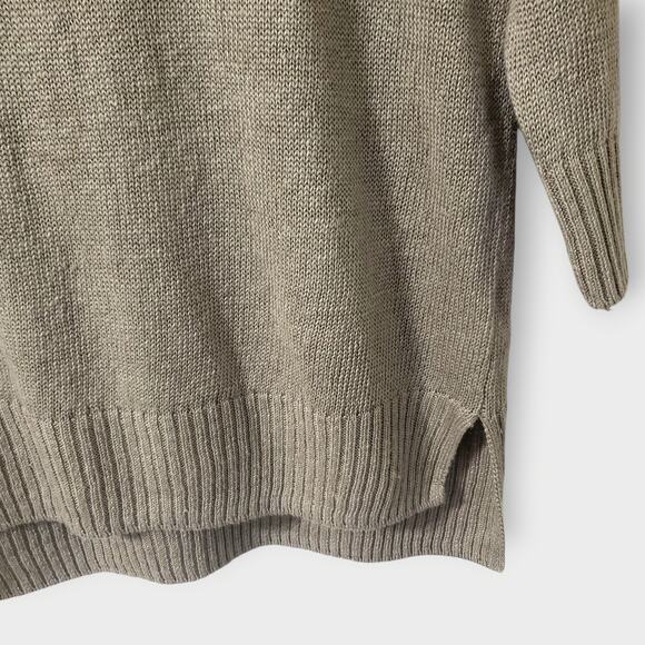 Tahari 100% Linen Drop Shoulder Boxy Sweater Bronze Brown Sz Lg Neutral Minimal - Picture 3 of 11
